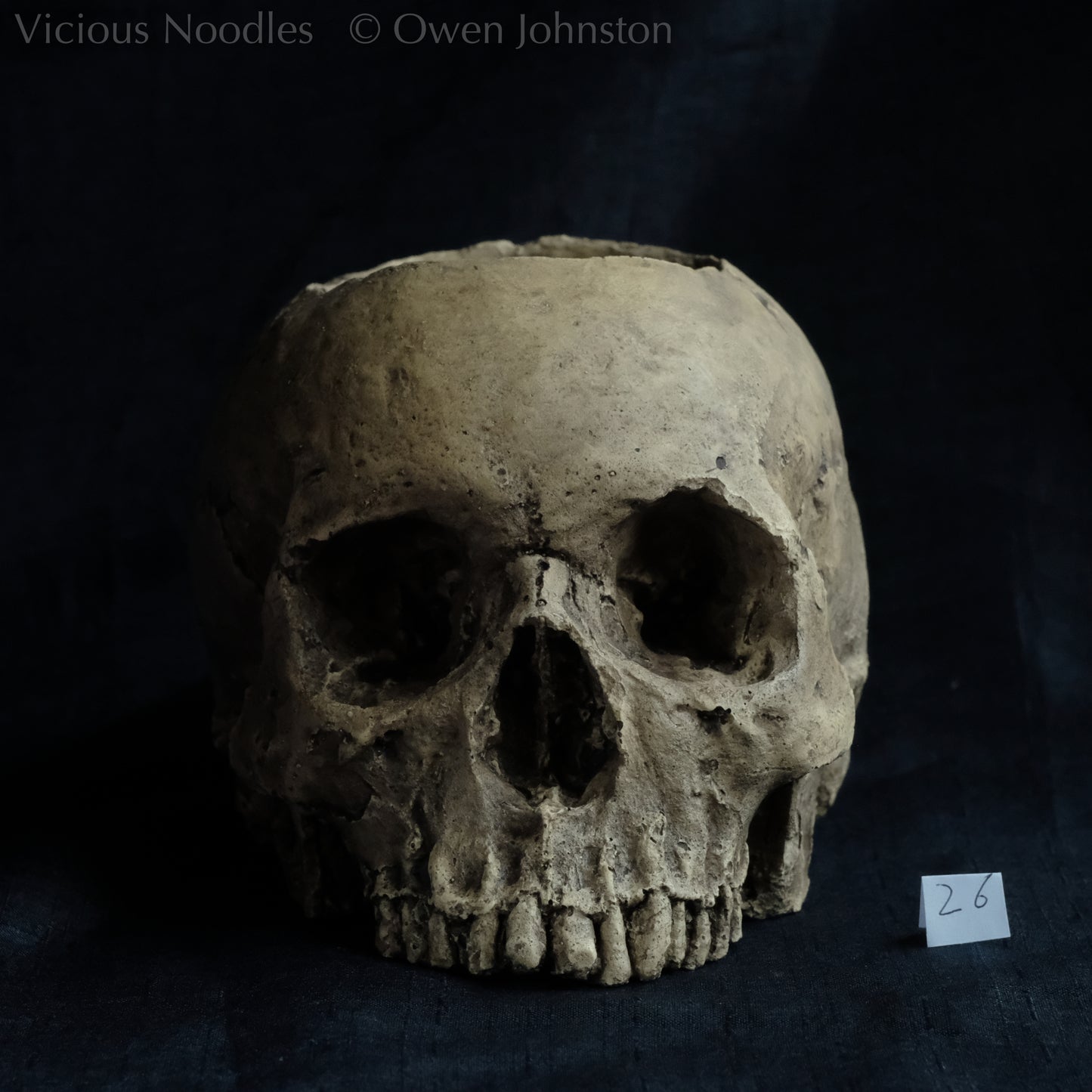 Human skull candle holder, natural weathered finish